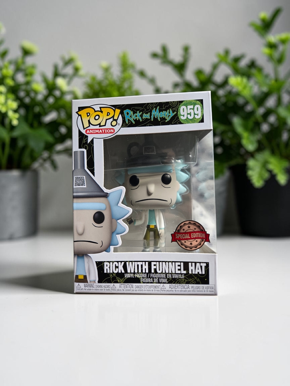 Funko Pop! Rick with Funnel Hat Vinyl Figure - Blue Hair Special Edition
